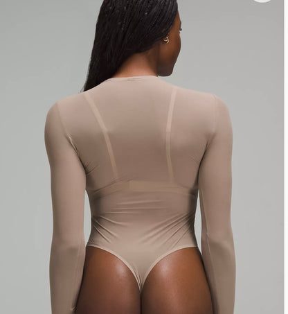 Body de cuello redondo y manga larga de malla Nulu de Wundermost Lululemon