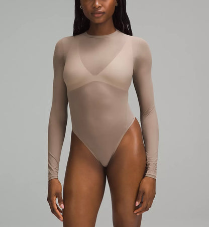 Body de cuello redondo y manga larga de malla Nulu de Wundermost Lululemon