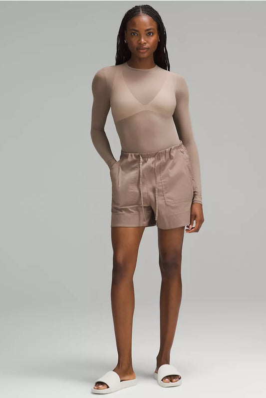 Body de cuello redondo y manga larga de malla Nulu de Wundermost Lululemon